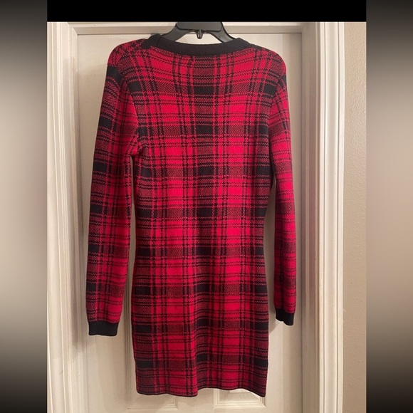 Fashion Nova Red and Black Plaid Long Sleeve Dress - Picture 4 of 4